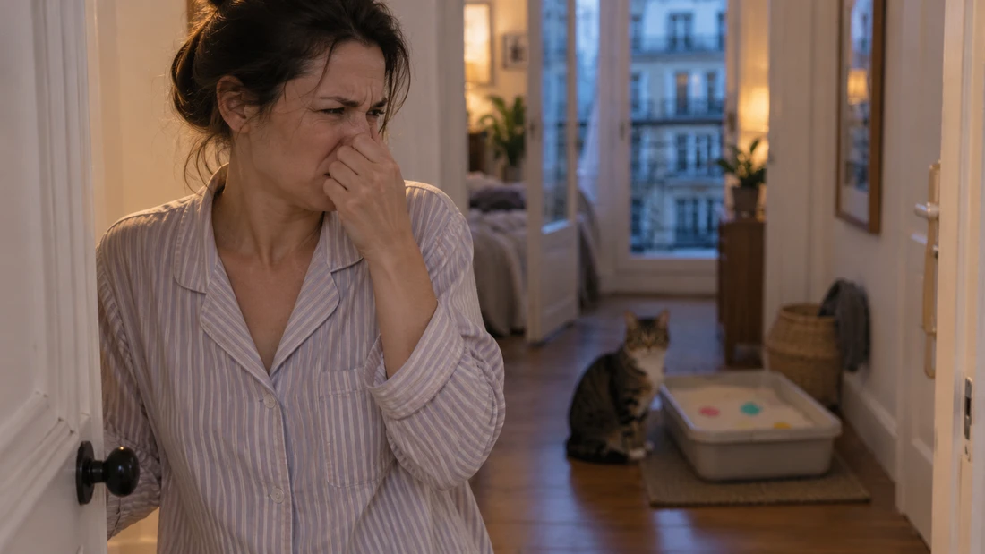 Propriétaire incommodée par l’odeur de litière de chat le matin au réveil, solution Litière Pacha