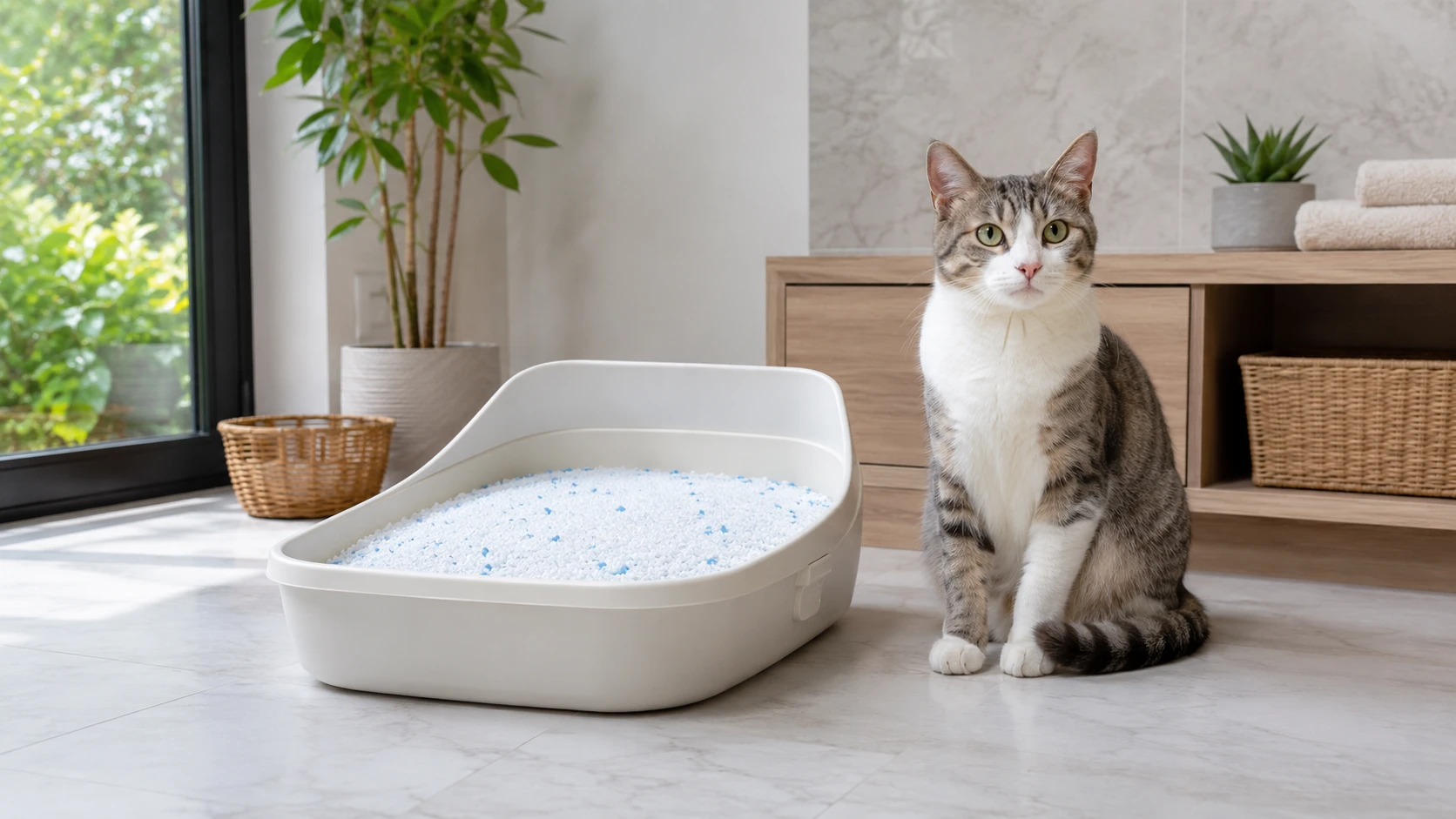 Litière Pacha - Litière en cristaux de silice anti-odeur pour un intérieur propre et agréable.